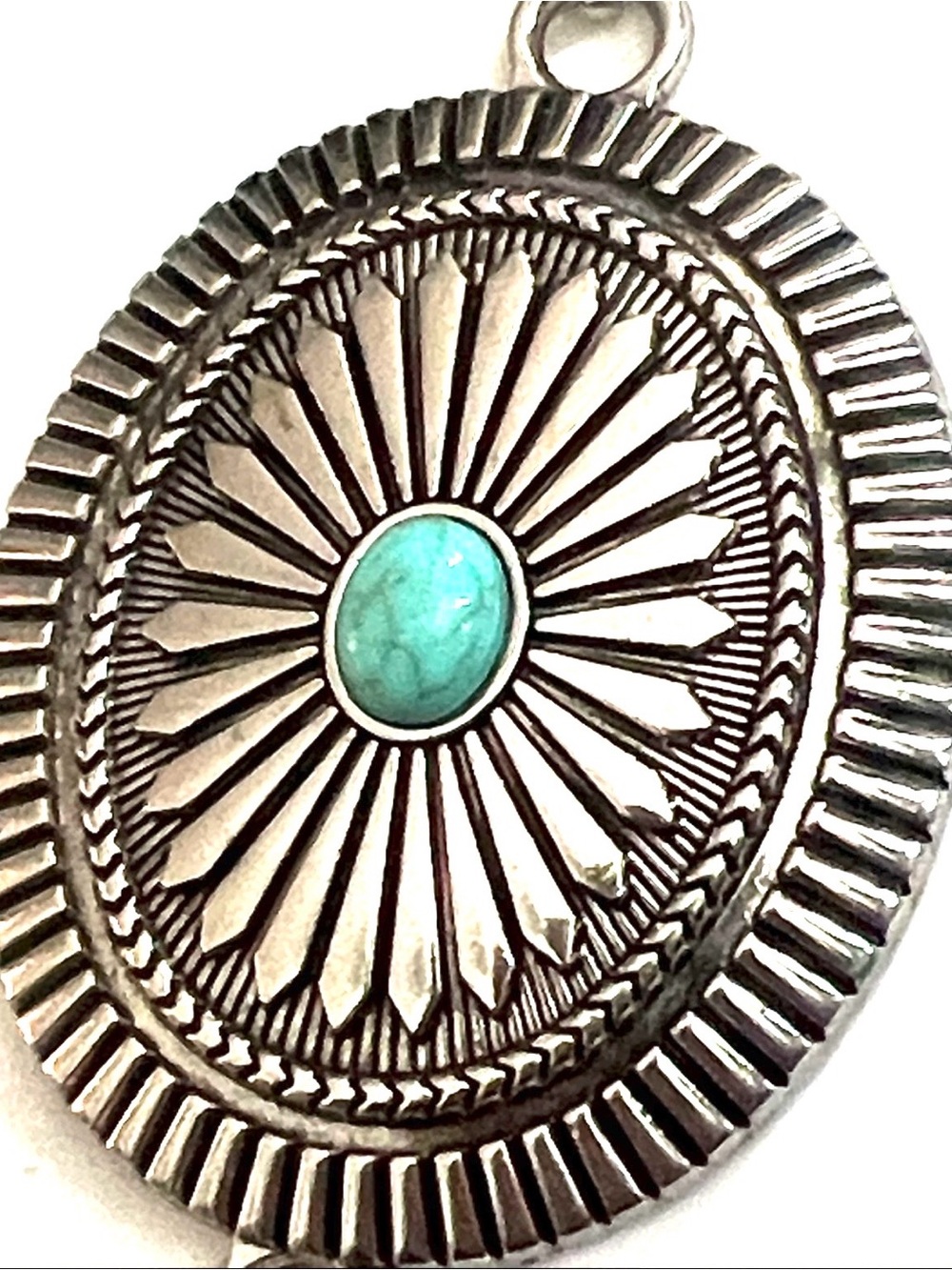 Concho Belt Silvertone with Turquoise Cabachons - Picture 6 of 9